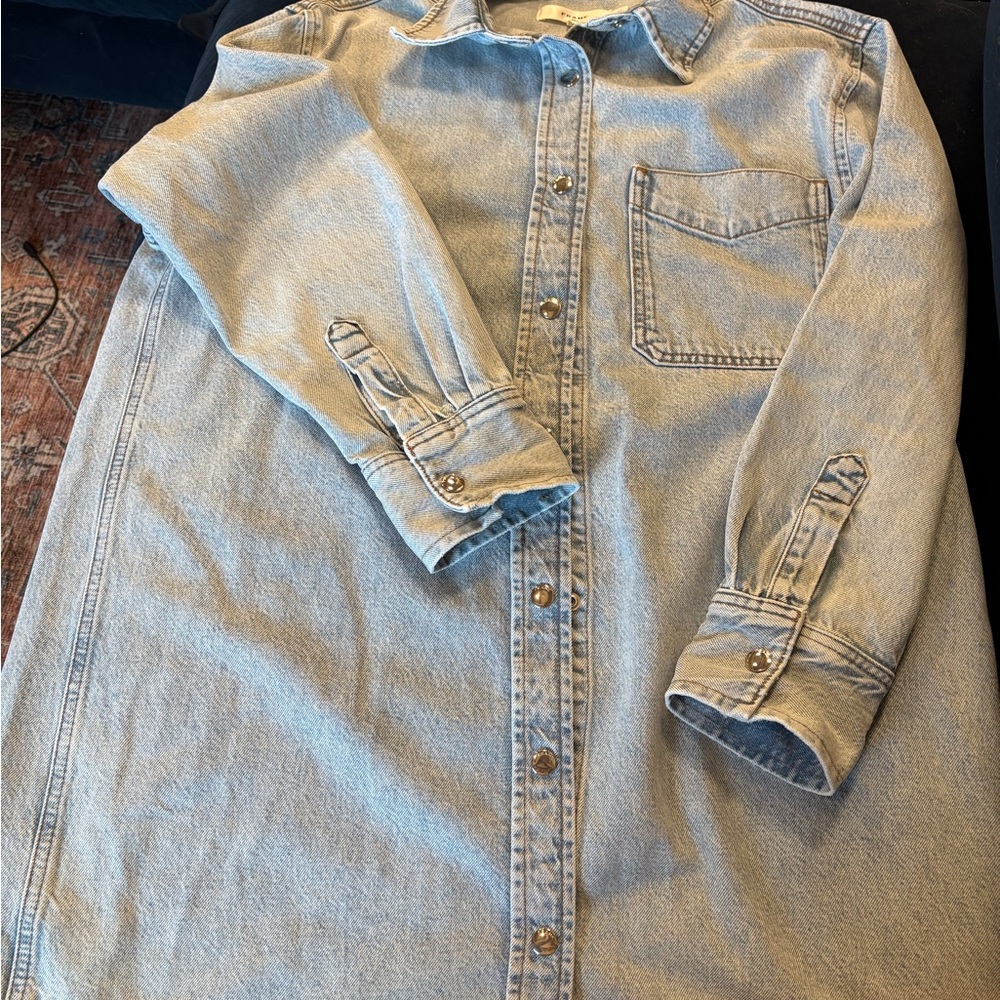 Frame Denim Light Blue Acid Wash Denim Shirt Dress